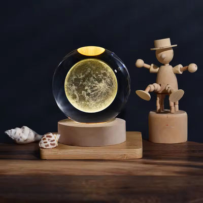 Lampa kryształowa USB Świetlny 3D Art Kryształowa Kula Jasne Szkło Nocne Światło Lampa stołowa