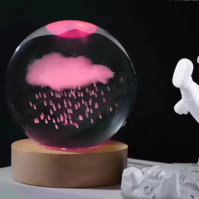 Kolorowe oświetlenie Dekoracja USB Świetlny 3D Art Kryształowa Kula Szklana Światło nocne lampa stołowa