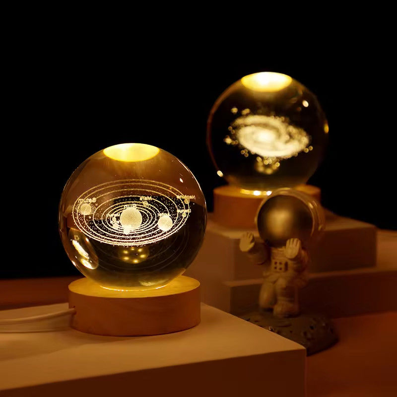 Lampa kryształowa USB Świetlny 3D Art Kryształowa Kula Jasne Szkło Nocne Światło Lampa stołowa